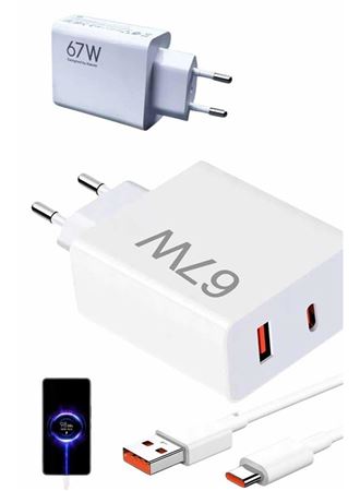 Hızlı Şarj Aleti Adaptörü Kablo Seti 67W Uzun Ömürlü Beyaz