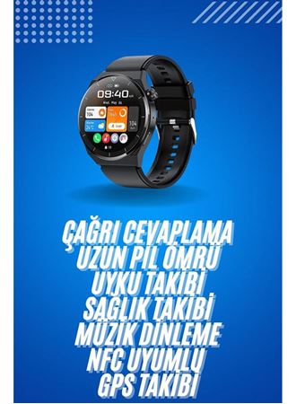 Amoled Ekran Metal Deri Silikon Kordonlu Uyku ve Sağlık Takibi