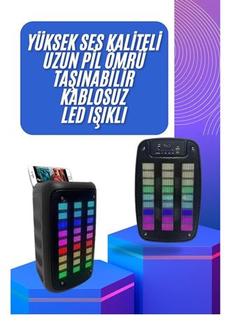 Taşınabilir 6.5 inç LED Bluetooth Kareoke Hoparlör RGB Işıklı Radyolu