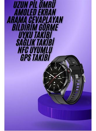 Amoled Ekran 3 Kordonlu Akıllı Saat 5.0 Bluetooth Bağlantılı Android ve İOS Uyumlu