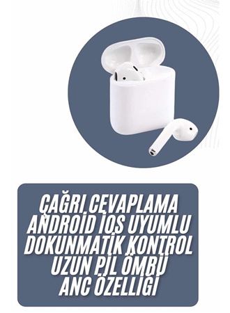 2025 Model Çağrı Cevaplayabilen Bluetooth Kulaklık Beyaz Dokunmatik Kontrol
