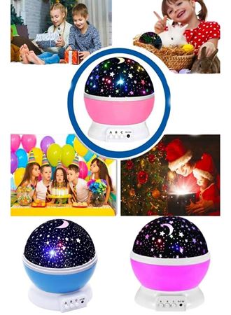 Renkli Yıldızlı Gökyüzü Projeksiyon Gece Lambası Pilli ve USB Kablolu