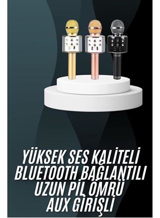 Karaoke Mikrofon Bluetooth Bağlantılı Aux Girişli Uzun Pil Ömrü Yüksek Ses Kaliteli
