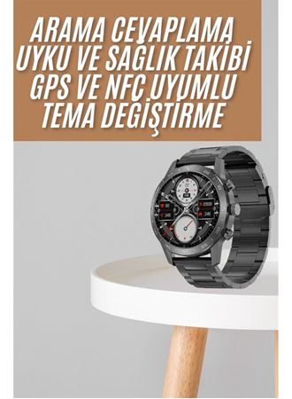 Akıllı Saat Çelik Kordon Çağrı Cevaplama Amoled Ekran Titreşimli Uyku ve Sağlık Takibi