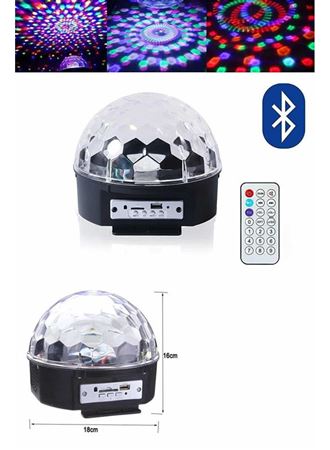 Küre Disko Topu Müzik Çalar Renkli Lazer Işıklı Bluetooth Disko Parti Işığı Kumandalı