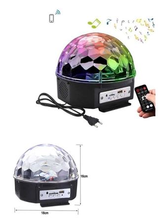 Led Işık Disko Topu Bluetooth Hoparlörlü USB Müzik Çalar Kumandalı