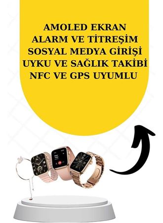 Bileklikli Amoled Ekran Akıllı Saat ve Dijital Göstergeli Kablosuz Bluetooth Kulaklık ANC/ ENC