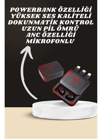 Dijital Göstergeli Powerbank Kablosuz Kulaklık ve 7 Kordonlu Yeni Nesil Akıllı Saat Dokunmatik Kontrol