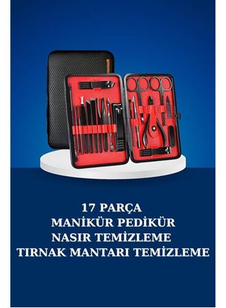 17 Parça Manikür Seti Taşınabilir Özel Çantalı El ve Ayak Bakımı Tırnak Batığı Temizleme