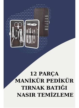 12 Parça Paslanmaz Çelik Kompakt ve Taşınabilir Manikür Makası Tırnak Makası