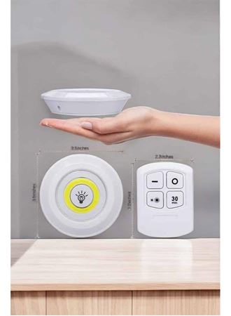 Led Lamba 3'lü Uzaktan Kumandalı Yapışkanlı Beyaz Işık