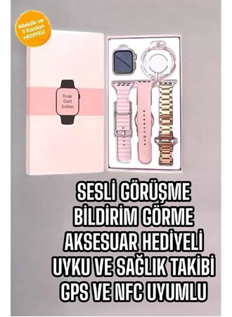 Akıllı Saat Amoled Ekran 3 Kordonlu Aksesuar Hediyeli Sesli Görüşme