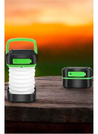 Katlanabilir Kamp Lambası Solar Fener Görünümlü 3 Kademeli Şarjlı