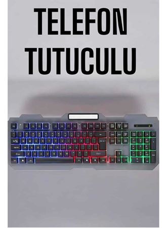 Q Klavye RGB Işıklı Klavye Ve Mouse Seti Kablolu Mouse Hediyeliş
