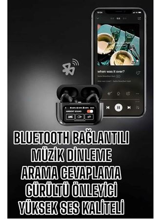 Yeni Nesil Bluetooth Kulaklık Ekranlı Yüksek Ses Kaliteli Uzun Şarj Süreli