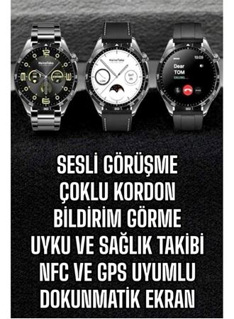 Akıllı Saat Titreşimli Pusula Nabız ve Tansiyon Ölçer NFC Uyumlu