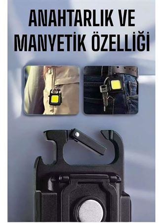 Anahtarlık Çok Amaçlı Mıknatıslı Taşınabilir Işık Led Şarjlı