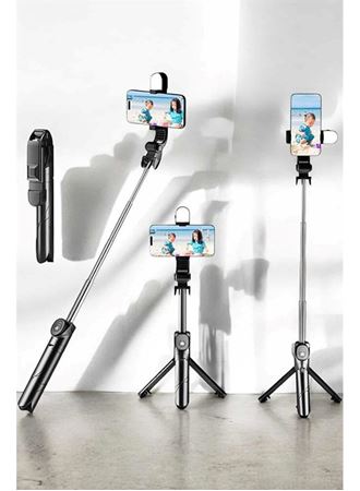 Tripod Kablosuz Bluetooth Bağlantılı Selfie Çubuğu 360 Derece Dönebilen