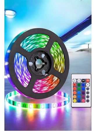 5 Metre Şerit Led RGB Işıklı Kumandalı Güç Adaptörü Her Ortama Uygun