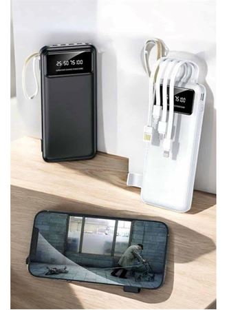 20.000 Mah Led Işıklı LCD Ekran USB Girişli Type-C Lightning Powerbank