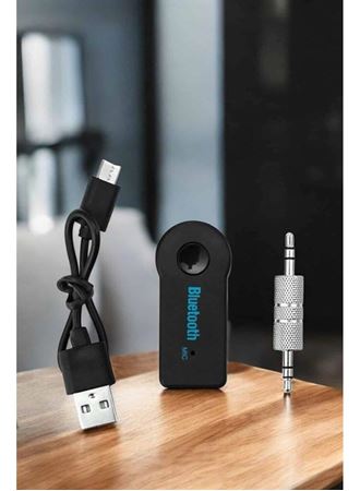 Kablosuz Bluetooth Aux Araç Kiti Siyah Hafıza Kartlı