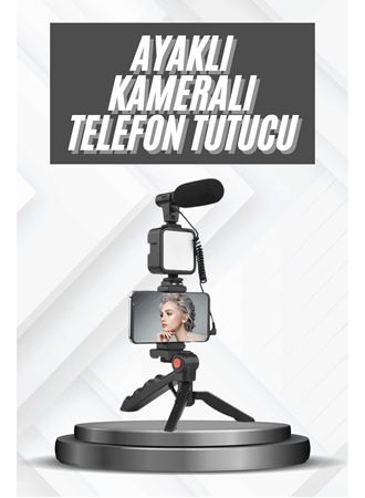 Telefon Tutucu Mikrofonlu Işıklı Youtuber Video Kayıt