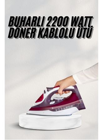 Yeni Nesil Kırmızı Buharlı Ütü 2200 Watt Seramik Tabanlı Yüksek Buhar Gücü