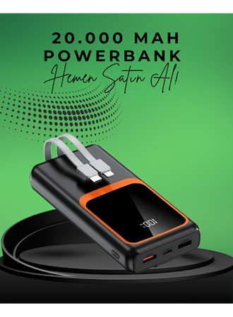 20000 mAh Taşınabilir Powerbank | Çok Kablolu, Hızlı Şarj Destekli (22.5W)