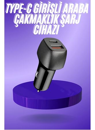 38W USB Type-C Girişli Oto Çakmaklık Araç İçi Hızlı Şarj Çakmaklık Şarj Aleti