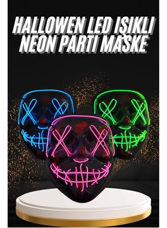 Hallowen Parti Maskesi Neon Led Işıklı Maske 3 Modlu Cadılar Bayramı Maskesi