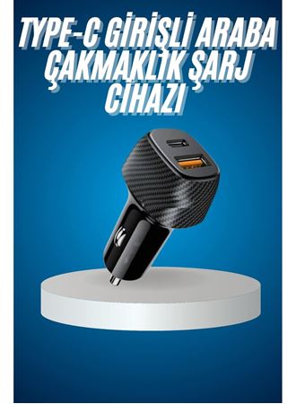 Araç İçi Hızlı Şarj Soketi 38W Oto Çakmaklık Type-C Araba Çakmaklık