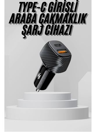 Araç İçi Şarj Cihazı 38W Güç Kapasiteli Type-C Girişli Araba Çakmaklık