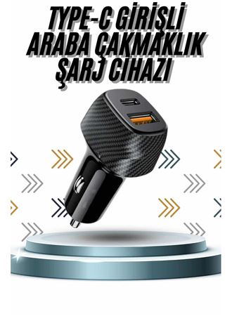 Hızlı Oto Şarj Cihazı 38W Çift Girişli HIzlı Şarj Oto Çakmaklık Type-C