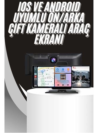 4K 10.2 İnç Çift Kameralı Araç Multimedya Ekranı CarPlay Kablosuz Tüm Cihazlara Uyumlu