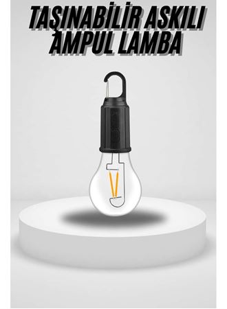 Taşınabilir Askılı Ampul Kamp Lambası Askılı Type-C Şarjlı Bahçe Lambası