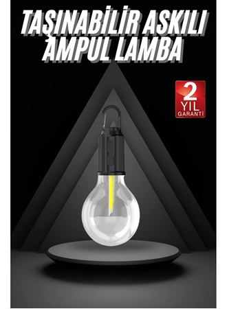 3 Farklı Mod LED'li Şarjlı Asma Kancalı Kamp Lambası Taşınabilir Ampul