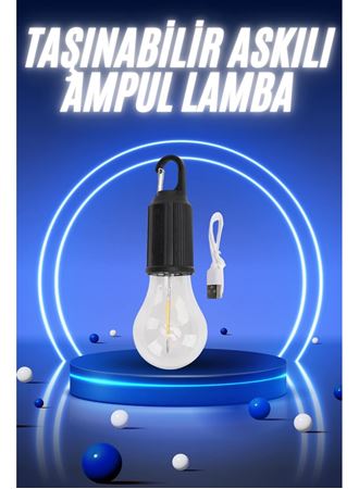 Taşınabilir Şarjlı Led Ampul Askılı Lamba Kamp Bahçe Lambası