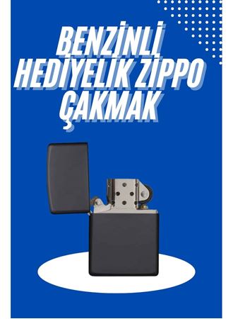 Doldurulabilir Siyah Benzinli Çakmak Metalik