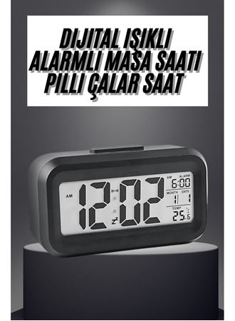 Gece Dijital Masa Saati Dijital Alarmlı Led Ekran Pilli Çalar Saat