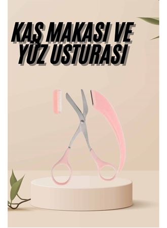 Kavisli Kaş Kirpik Düzeltici Bıyık Alma Taraklı Kaş Makası Yüz Bakım Seti Makas