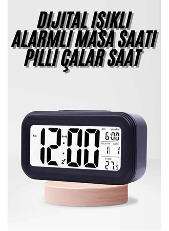 Dijital Işıklı Alarmlı Çalışma Masası Ekran Pilli Çalar Saat