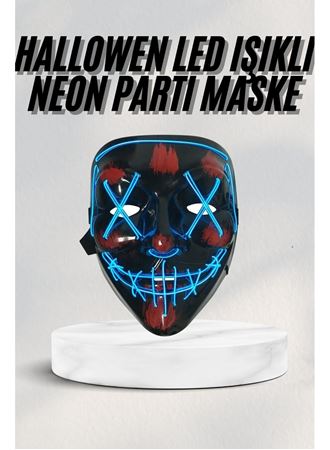 Led Işıklı Neon Maske Cadılar Bayramı Maskesi Korkunç Korku Maskesi