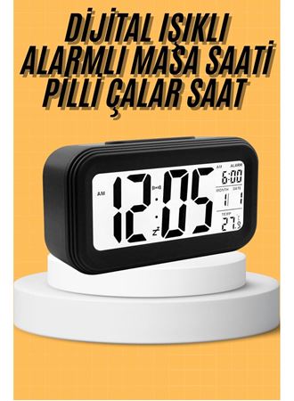Dijital Masa Saati Takvim Çalar Saat Alarmlı Işıklı Led Ekran Pilli