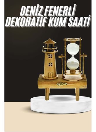 Dekoratif Kum Saati Deniz Feneri Retro Masa Hediyeli Eşya