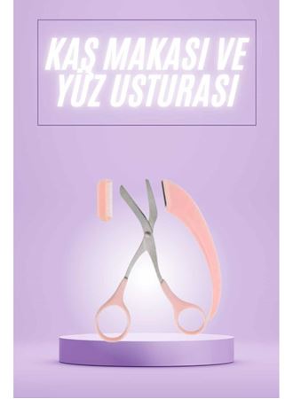 Taraklı Kaş Makası ve Ustura Seti Kaş Düzeltme Makası Kaş Bıyık Alma Aleti