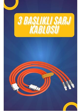 120W Silikon Metal Uçlu LED Işıklı 3 In1 Şarj Kablosu 1.2m