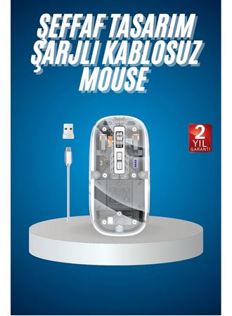 Sessiz Tıklama Çift Modlu Bluetooth Ve Alıcı Şeffaf Mouse Fare