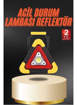 Işıklı İkaz Lambası Reflektör Şarjlı Işıklı Üçgen LED Acil Durum Feneri