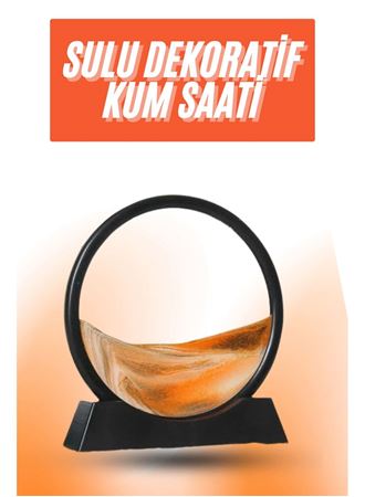 3D LED Işıklı Kum Saati Gece Lambası Hareketli Sulu Kum Saati Orta Boy