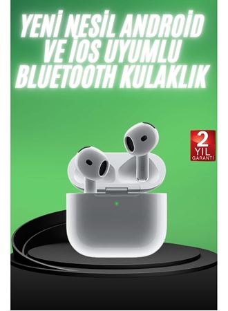 Yeni Nesil Bluetooth Kulaklık Beyaz Çağrı Cevaplayabilen Kablosuz
